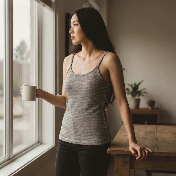 Vintage Y2K 2000s Alfani Gray Minimalist Lightweight Knit Tank Top Small - Picture 1 of 7